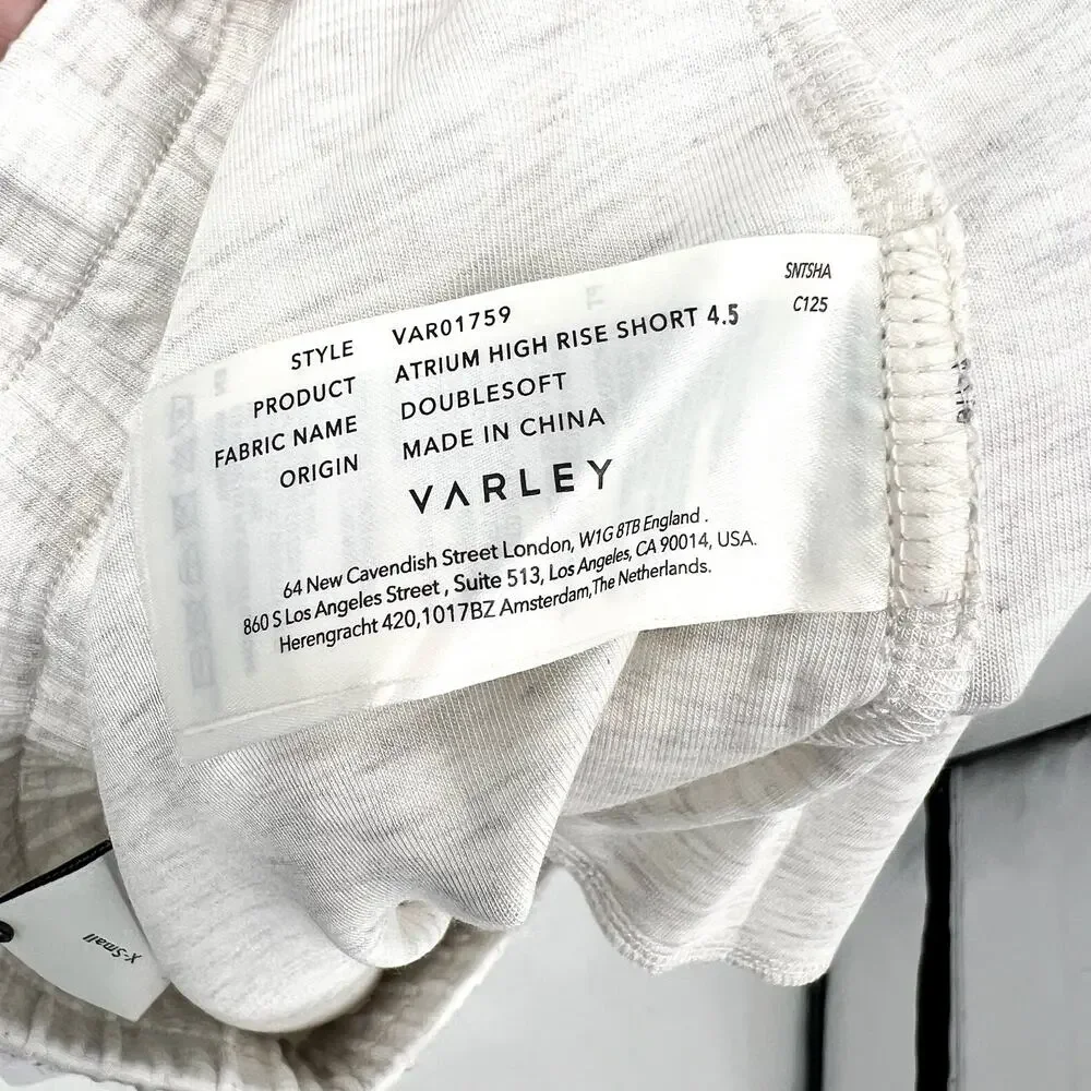 VARLEY Women's Atrium High Rise Shorts XS Ivory Marl 4.5" Inseam DoubleSoft NWT - Picture 10 of 12